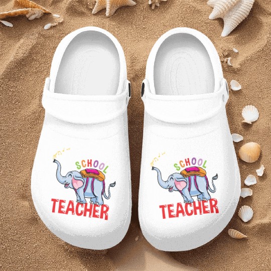 Back To School Elephant School Teacher Nurse Clogs