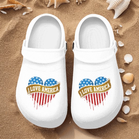 I Love America Nurse Clogs