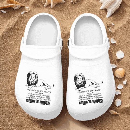 Sitting lion and typography Nurse Clogs