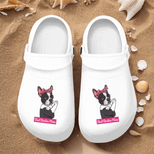Retro Boston Terrier Dog Mom Lover Cartoon Gift Nurse Clogs