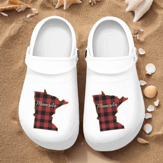 Minnesota Buffalo Plaid Silhouette Home State Nurse Clogs