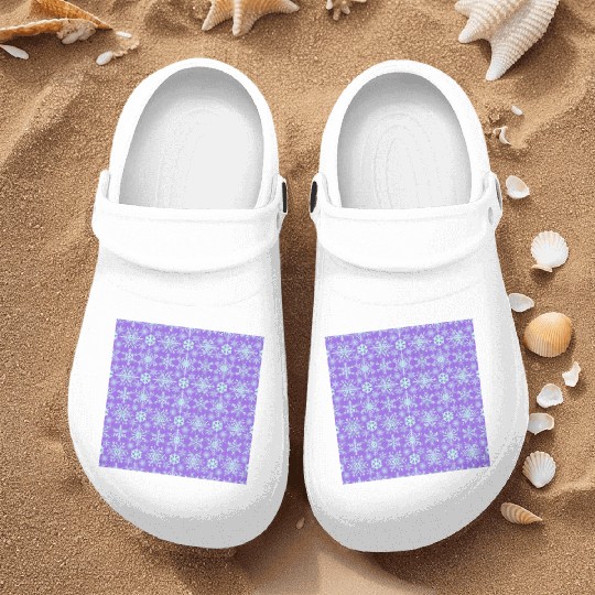 Modern Snowflakes Pattern Purple Blue Nurse Clogs