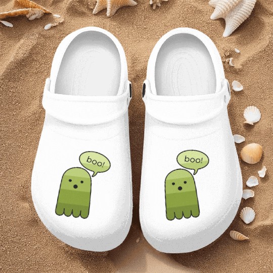 Army Green Boo Ghost Halloween Nurse Clogs