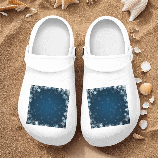 Navy Blue White Snowflakes Pattern Nurse Clogs
