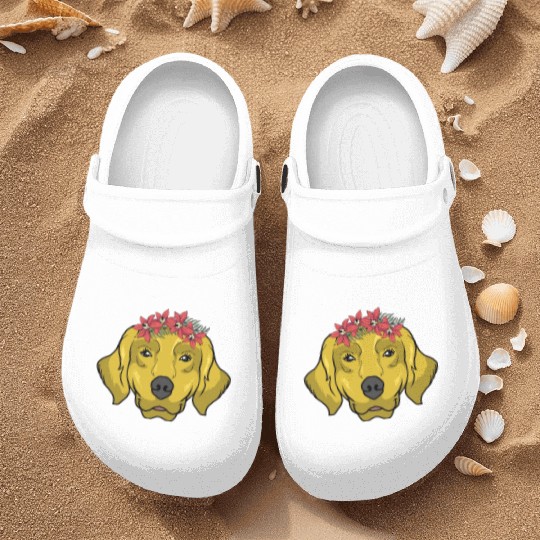 Dog Golden Retriever Flower Nurse Clogs