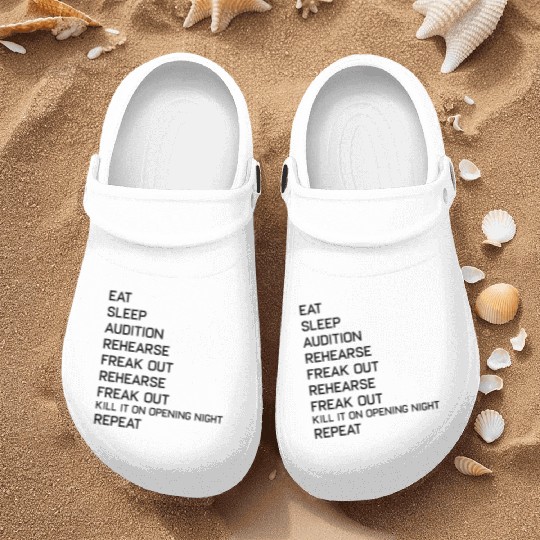 Eat Sleep Theater Nerd Geek Broadway Nurse Clogs