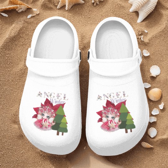 Winter Angel Christmas Tree Poinsettia Nurse Clogs