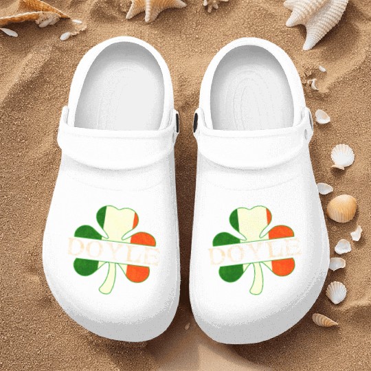 Doyle Irish Surname Ireland Flag Shamrock Nurse Clogs