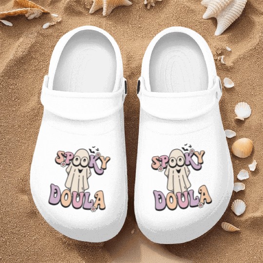 Cute Spooky Doula Halloween Retro Nurse Clogs