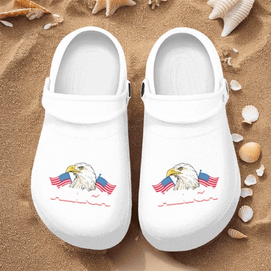 Merica Bald Eagle US Flag Independence Nurse Clogs