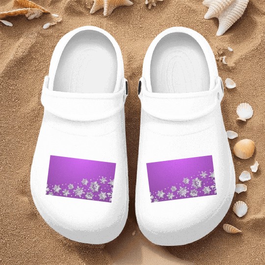 Modern Snowflakes Purple Nurse Clogs
