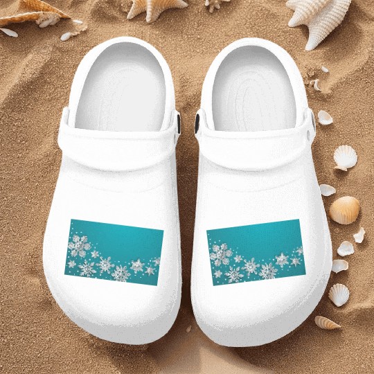 Christmas Snowflakes Teal Winter Nurse Clogs