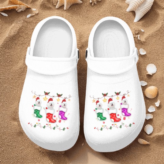 Bichon Frise Christmas Lights Gift Funny Xmas Nurse Clogs