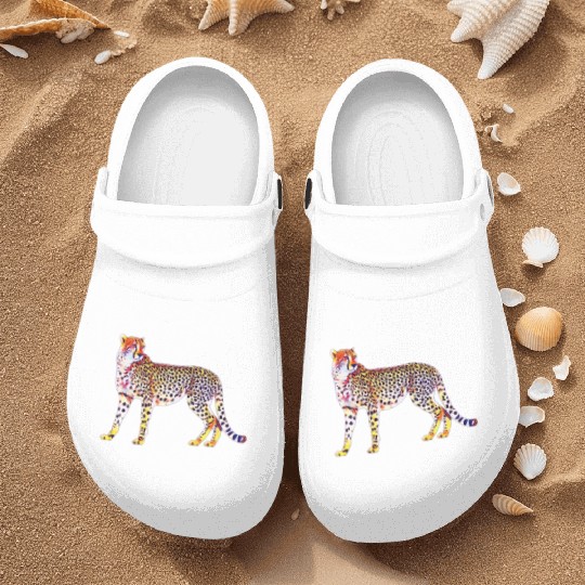 Cheetah Mother with Cubs Motif Predator Cat Animal Nurse Clogs