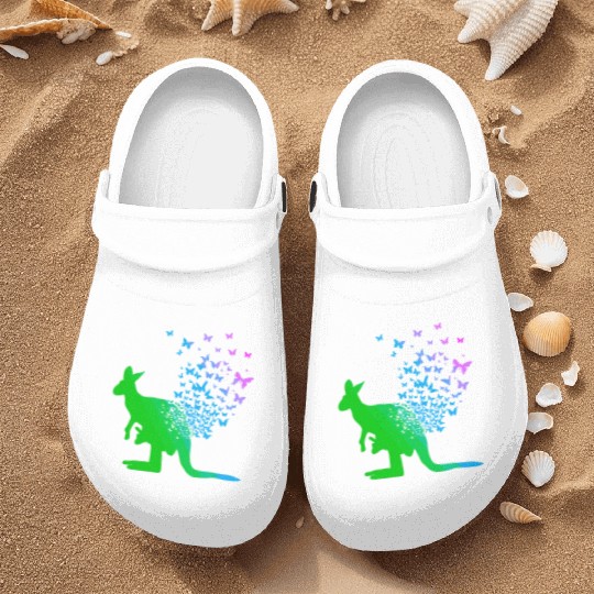 Butterfly & Kangaroo In Nature Australia Kangaroo Nurse Clogs