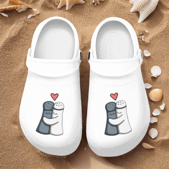 Salt and Pepper Hugging Love : Funny illustration Nurse Clogs