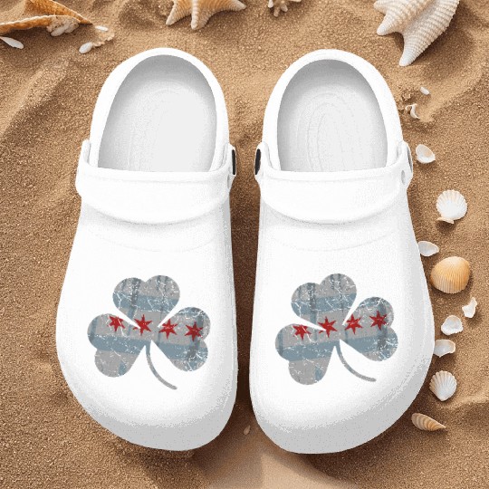 Chicago Flag Shamrock Irish St Patricks Nurse Clogs