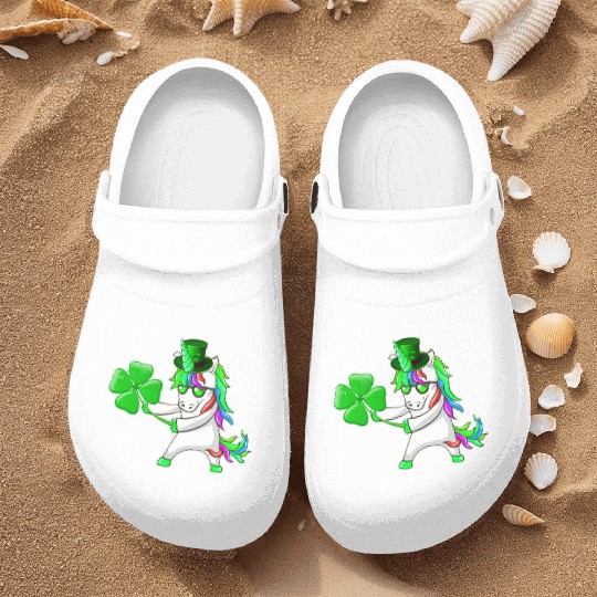 Flossing Unicorn St Patrick's Day Floss Dance Nurse Clogs