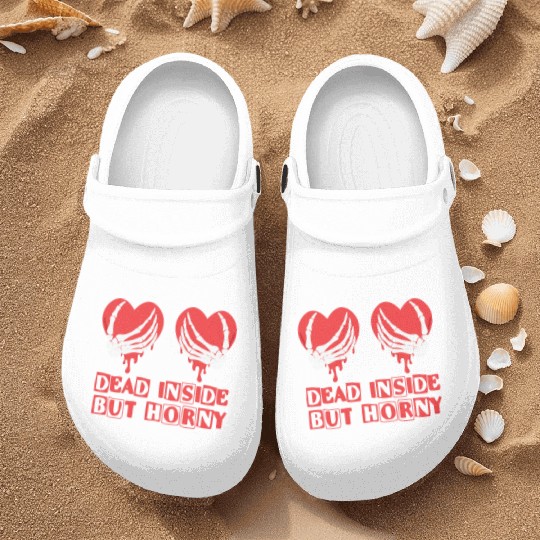 Dead Inside but horny Valentine Meme Skull Gift Nurse Clogs