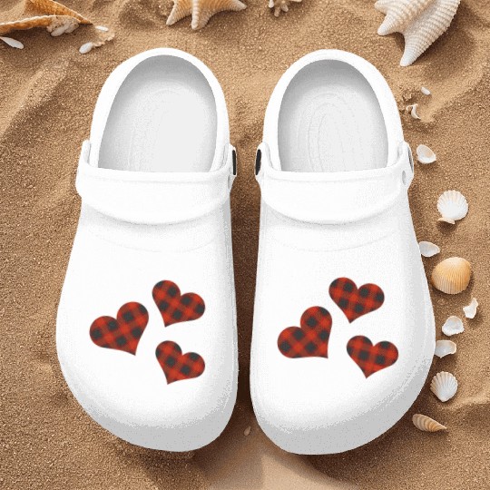Buffalo Plaid Hearts Nurse Clogs
