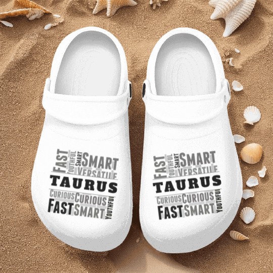 Taurus Zodiac Star Sign Word Cloud Square Monochro Nurse Clogs