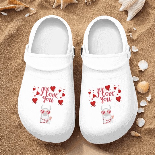 I love you with cute llama Nurse Clogs