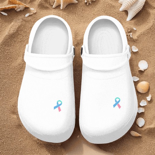 Thyroid Cancer Warrior Men Pink Blue Teal Ribbon Nurse Clogs