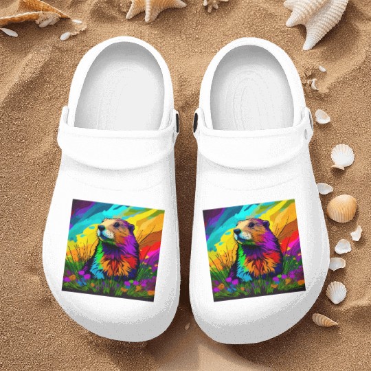 multicolor groundhog.groundhog day ,groundhog gift Nurse Clogs