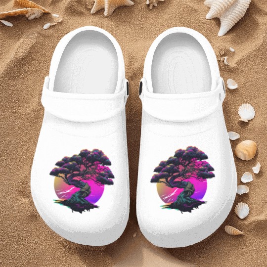 Synthwave Bonsai Tree Nurse Clogs