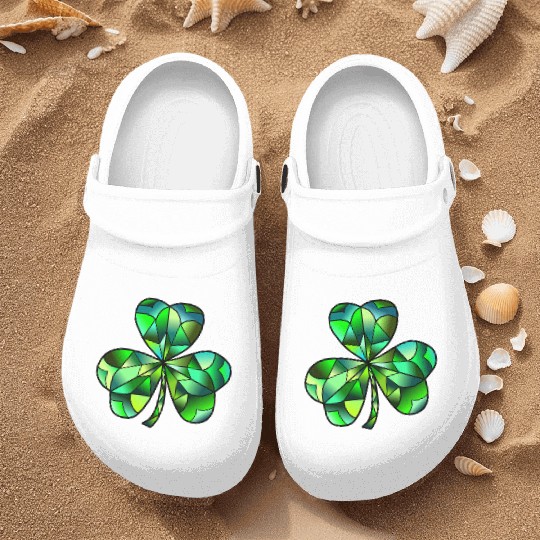 Green Gradation Stained Glass Irish Clover Nurse Clogs