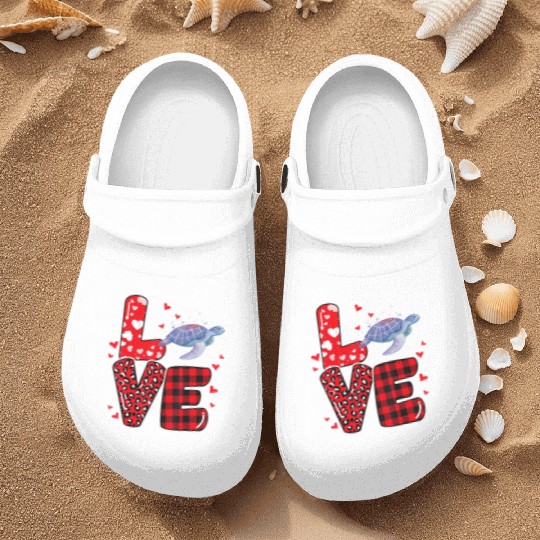 Sea Turtle Lover Heart Sea Turtle Valentine Nurse Clogs