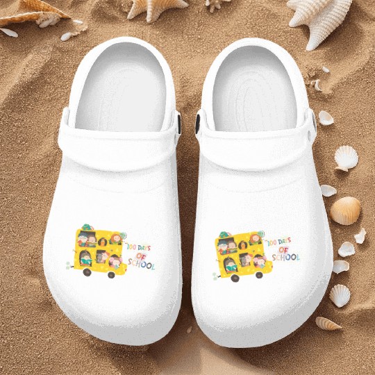 100 days of school children in the school bus Nurse Clogs
