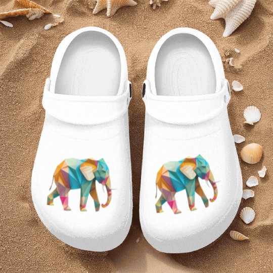 Vibrant Origami Elephant - Handmade with Love Nurse Clogs