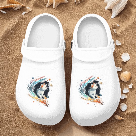 Astronaut Cat or Space Cat on Galaxy Cat Lover Nurse Clogs