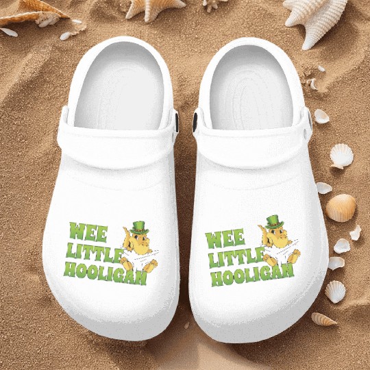 Wee Little Hooligan t-rex Dinosaur St Patrick Day Nurse Clogs