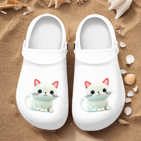 The Feline Fantasy A White Cat Chibi Design Nurse Clogs