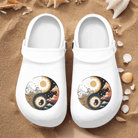 Sun and moon yin yang Nurse Clogs