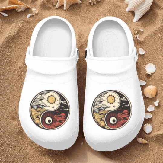Sun and moon yin yang Nurse Clogs
