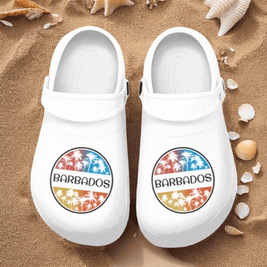 Barbados Palm Tree Stylish Vacation Souvenir Nurse Clogs