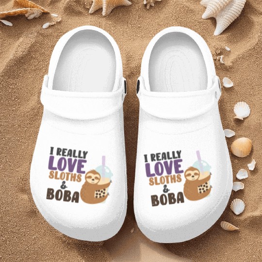 Cute Lazy Sloth Boba Tea Sweet Bubble Tea Nurse Clogs