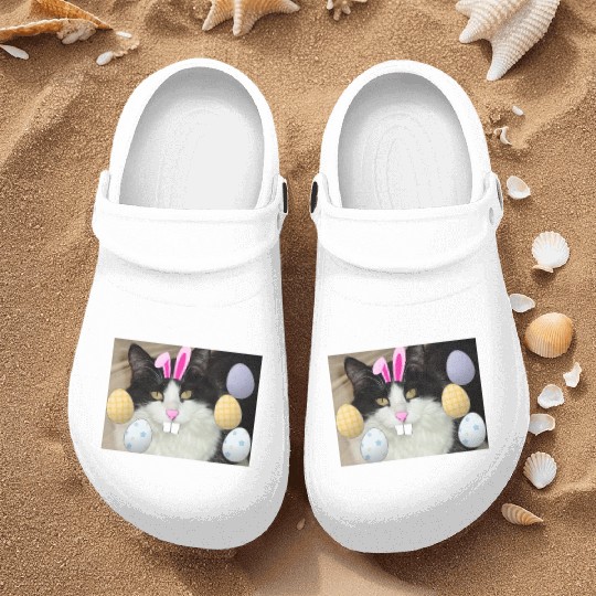 Easter Bunny Cat Face Decor Nurse Clogs