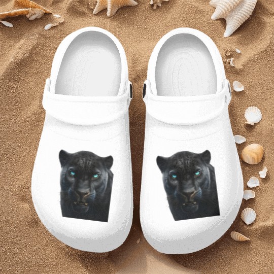Black panther with blue eyes design wild animal Nurse Clogs