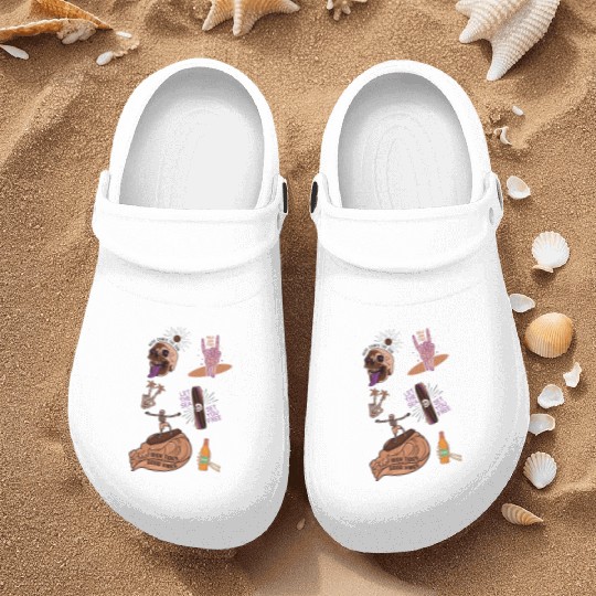 Brown Purple Skeleton Nurse Clogs