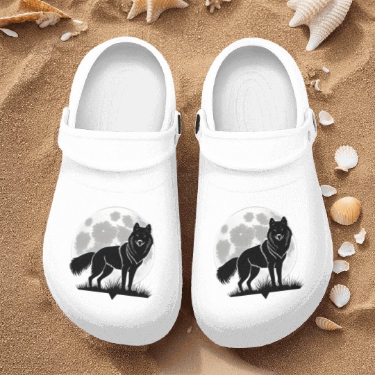 Wolf howling at the moon graphic Nurse Clogs