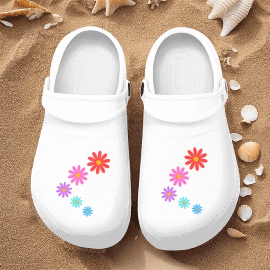 falling multi colored flowers Nurse Clogs