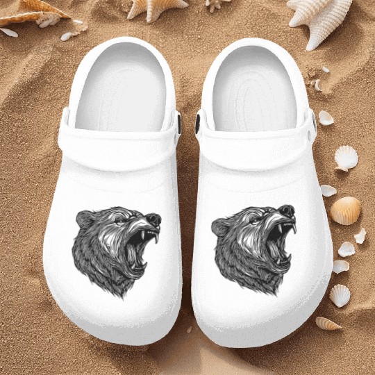 Wild Bear's Head With Sharp Teeth Nurse Clogs