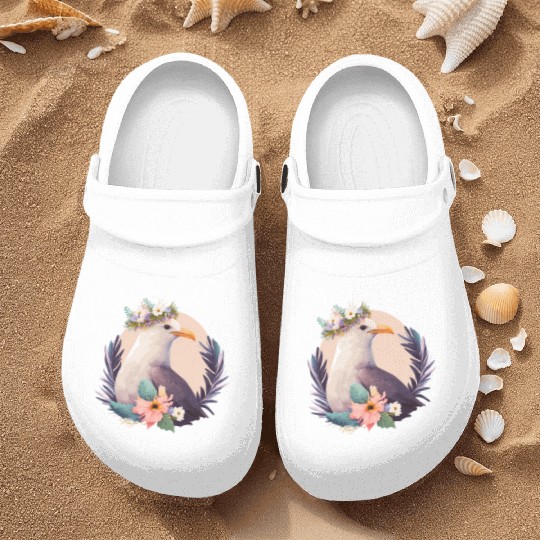 Cute Seagull Bird Flower Crown Floral Birds Nurse Clogs