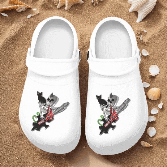 Human Skeleton guitarist with his cat Nurse Clogs