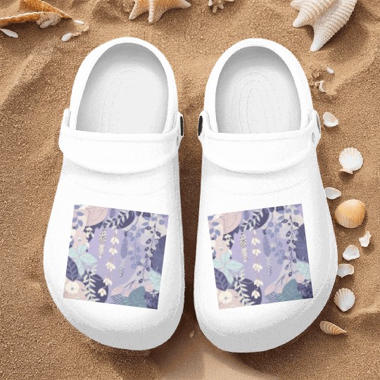Wisteria Pattern, Japanese Kimono Fabric Pattern Nurse Clogs