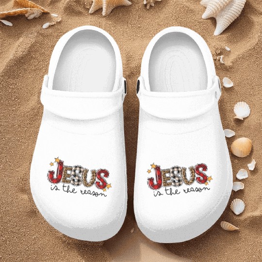 Jesus Is The Reason Buffalo Plaid Leopard Nativity Nurse Clogs